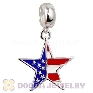 925 Sterling Silver Flag Of USA Dangle Charms Wholesale