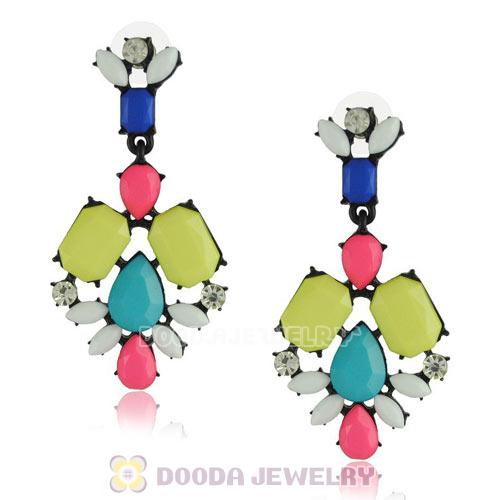 Fashion Rhombic Crystal Color Resin Chandelier Earrings Wholesale