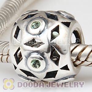 925 Sterling Silver European Bead With Olivine CZ Stone Wholesale