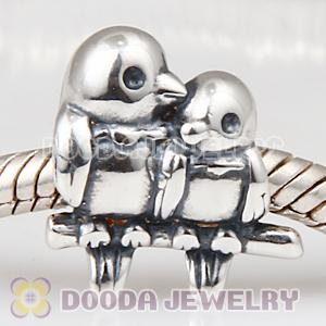 European 925 Sterling Silver Love Birds Twotone Charm Beads Wholesale