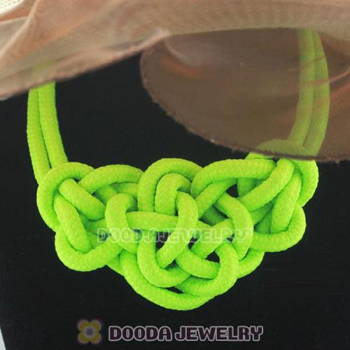 Handmade Weave Fluorescence Olivine Cotton Rope Bib Necklaces