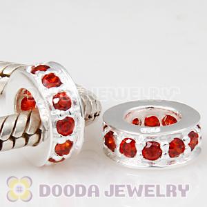 925 Sterling Silver Spacer Beads with Red CZ Stone