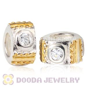 Gold Plated and Sterling Silver European Beads with Stone
