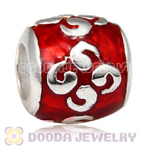 925 Sterling Silver European Style Zen Enamel Red Bead