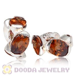 925 Sterling Silver European Style Charm Beads with Coffee Stone