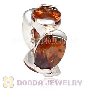 925 Sterling Silver European Style Charm Beads with Coffee Stone