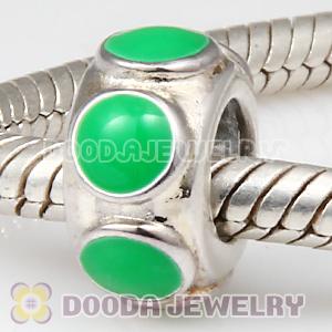 925 Sterling Silver Enamel Green StorycharmWheels Style Charm Beads