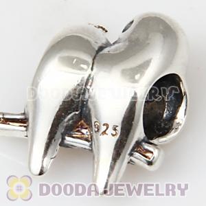 European 925 Sterling Silver Love Birds Twotone Charm Beads Wholesale