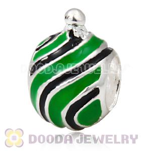 European Style Christmas Ball Beads Enamel Green Charms