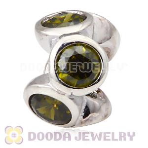 European Style Silver Beads with 6 Green Stone