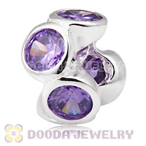 European Style Silver Beads with 6 Purple Stone