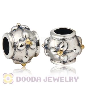 European Style Silver Tivoly Charm Beads with 14K Gold Plated