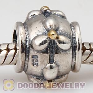 European Style Silver Tivoly Charm Beads with 14K Gold Plated