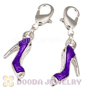 Fashion Silver Plated Alloy Enamel Purple High Heel Charms Wholesale