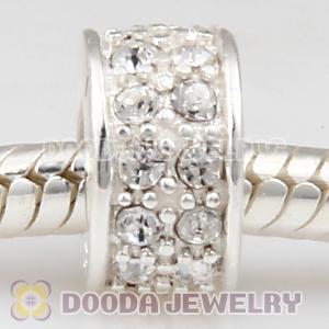 Sterling Silver European Spacer Beads with 2 Row Crystal Austrian Crystal