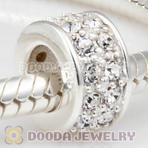 Sterling Silver European Spacer Beads with 2 Row Crystal Austrian Crystal