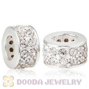 Sterling Silver European Spacer Beads with 2 Row Crystal Austrian Crystal