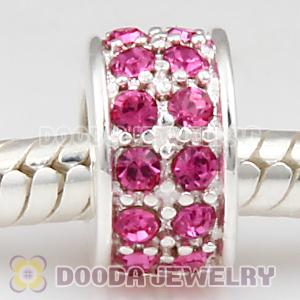 Sterling Silver European Spacer Beads with 2 Row Rose Austrian Crystal