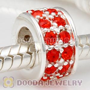 Sterling Silver European Spacer Beads with 2 Row Hyacinth Austrian Crystal