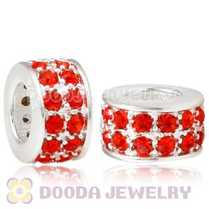 Sterling Silver European Spacer Beads with 2 Row Hyacinth Austrian Crystal