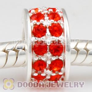 Sterling Silver European Spacer Beads with 2 Row Hyacinth Austrian Crystal