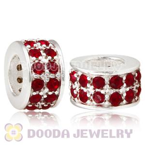 Sterling Silver European Spacer Beads with 2 Row Siam Austrian Crystal