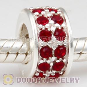 Sterling Silver European Spacer Beads with 2 Row Siam Austrian Crystal