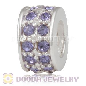 Sterling Silver European Spacer Beads with 2 Row Tanzanite Austrian Crystal