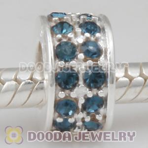 Sterling Silver European Spacer Beads with 2 Row Montana Austrian Crystal