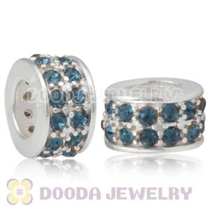 Sterling Silver European Spacer Beads with 2 Row Montana Austrian Crystal