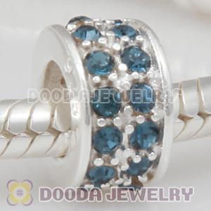 Sterling Silver European Spacer Beads with 2 Row Montana Austrian Crystal