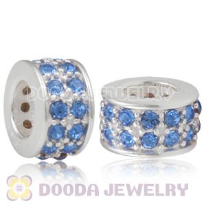 Sterling Silver European Spacer Beads with 2 Row Sapphire Austrian Crystal