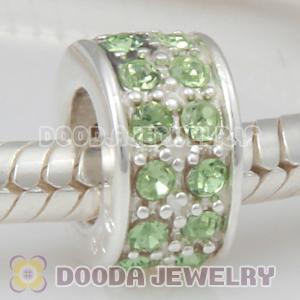 Sterling Silver European Spacer Beads with 2 Row Peridot Austrian Crystal