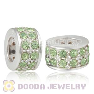 Sterling Silver European Spacer Beads with 2 Row Peridot Austrian Crystal