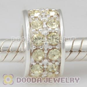 Sterling Silver European Spacer Beads with 2 Row Jonquil Austrian Crystal