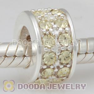 Sterling Silver European Spacer Beads with 2 Row Jonquil Austrian Crystal