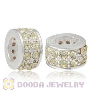 Sterling Silver European Spacer Beads with 2 Row Jonquil Austrian Crystal