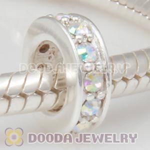 Sterling Silver European Spacer Beads with Crystal AB Austrian Crystal