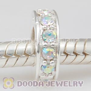Sterling Silver European Spacer Beads with Crystal AB Austrian Crystal