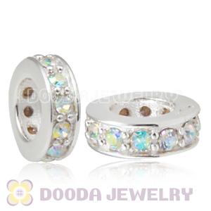 Sterling Silver European Spacer Beads with Crystal AB Austrian Crystal