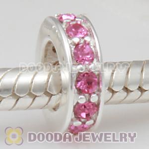 Sterling Silver European Spacer Beads with Rose Austrian Crystal