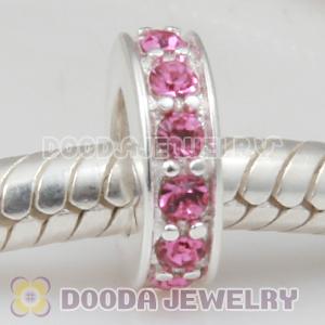 Sterling Silver European Spacer Beads with Rose Austrian Crystal