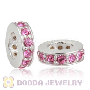 Sterling Silver European Spacer Beads with Rose Austrian Crystal