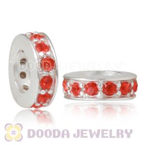 Sterling Silver European Spacer Beads with Hyacinth Austrian Crystal