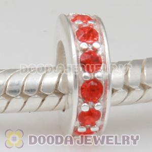 Sterling Silver European Spacer Beads with Hyacinth Austrian Crystal