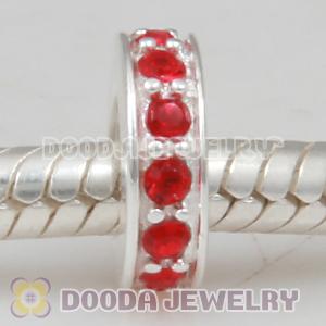 Sterling Silver European Spacer Beads with Light Siam Austrian Crystal