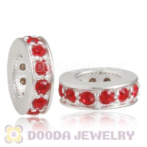 Sterling Silver European Spacer Beads with Light Siam Austrian Crystal