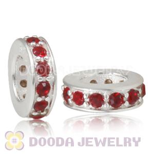 Sterling Silver European Spacer Beads with Siam Austrian Crystal