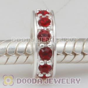 Sterling Silver European Spacer Beads with Siam Austrian Crystal