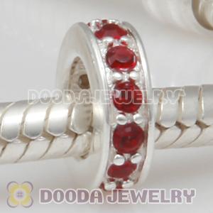 Sterling Silver European Spacer Beads with Siam Austrian Crystal